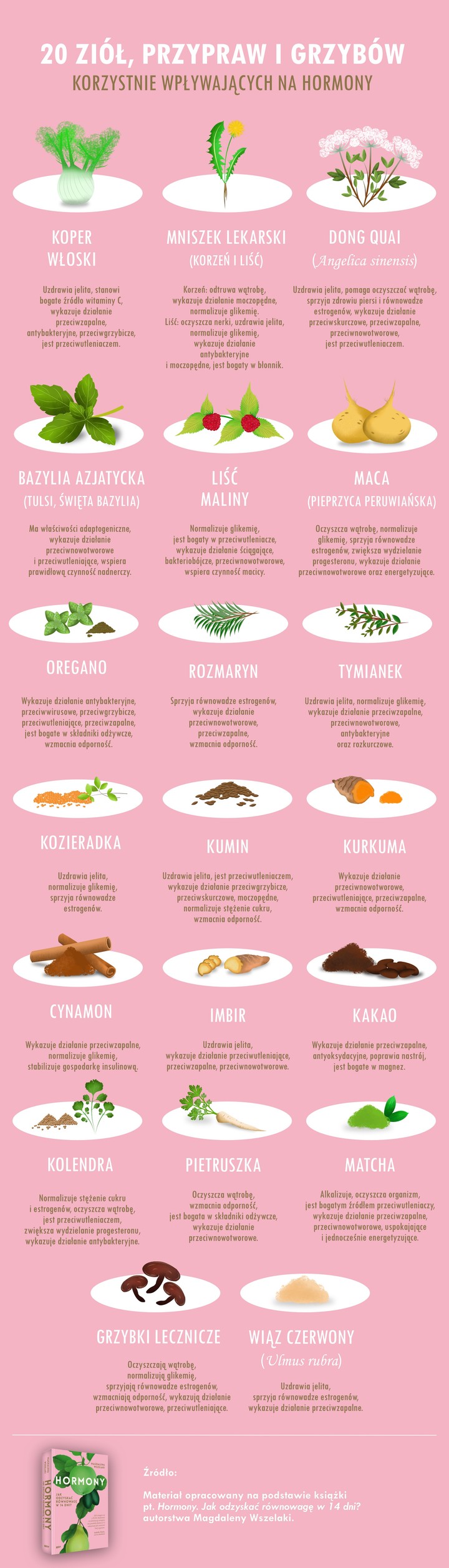 20 ziół, przypraw i grzybów korzystnie wpływających na hormony [INFOGRAFIKA]