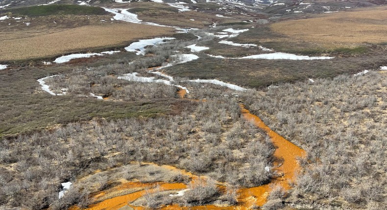 An orange tributary of the Kugororuk River in Alaska.Joshua Koch, US Geological Survey