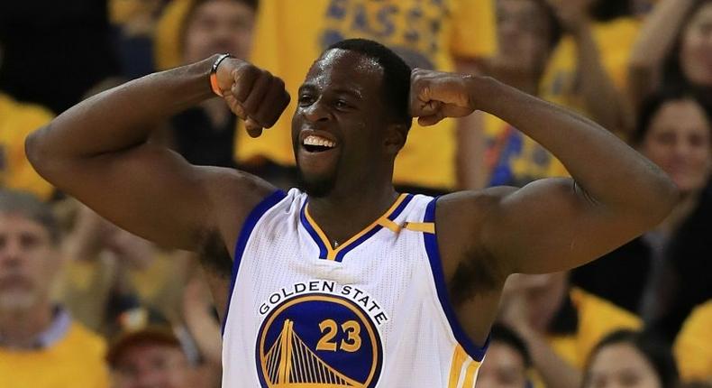 Draymond Green of the Golden State Warriors drained five three-pointers en route to 21 points against the Utah Jazz during Game Two of the NBA Western Conference Semi-Finals