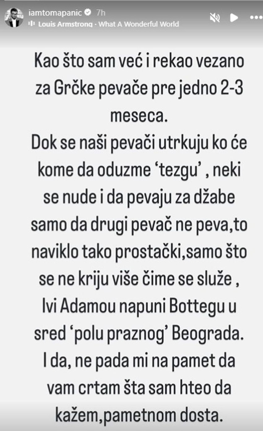 Toma Panić - objava