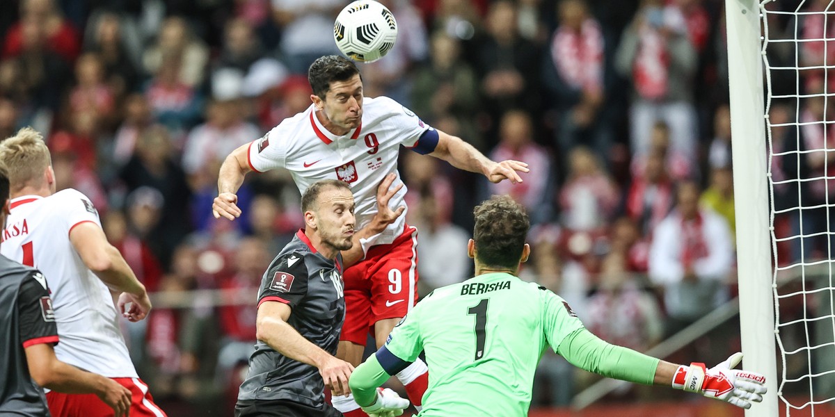 Robert Lewandowski w meczu z Albanią