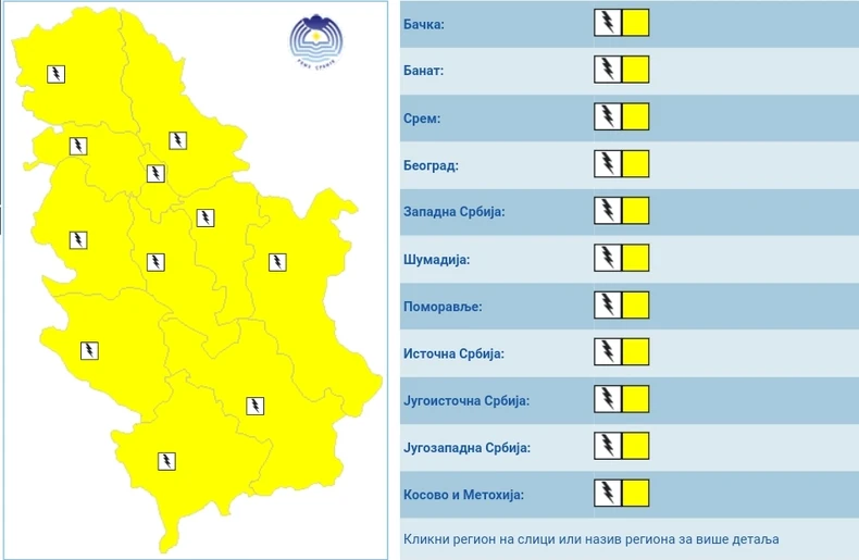 Meteoalarm za sredu