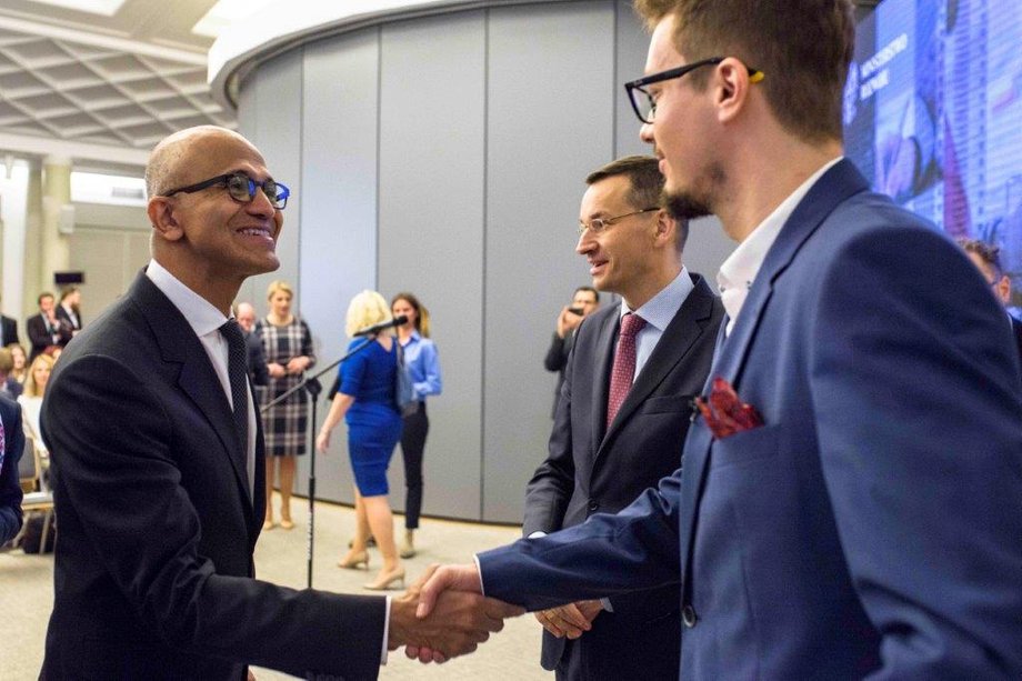 Satya Nadella podczas wizyty w Polsce