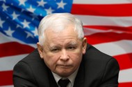 Kaczyński i flaga USA 