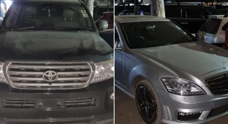 Police recover guns and security paraphanelia from city tycoon's Land Cruiser V8 and Mercedes Benz