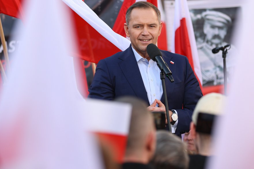 Karol Nawrocki podczas spotkania w Zabrzu