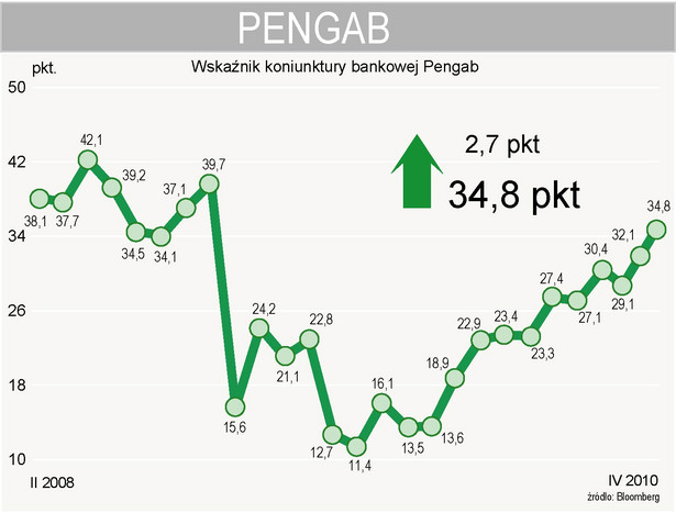 Pengab w kwietniu 2010 r. wzrósł o 2,7 pkt do 34,8