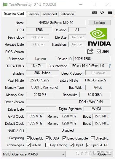 Specyfikacja GeForce MX450