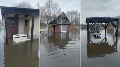 Przedmieścia Starogardu Gdańskiego zalane. "Na działkę mogę dotrzeć tylko pontonem" [ZDJĘCIA]