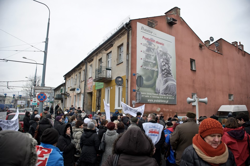 Demonstracja zwolnionych pracowników