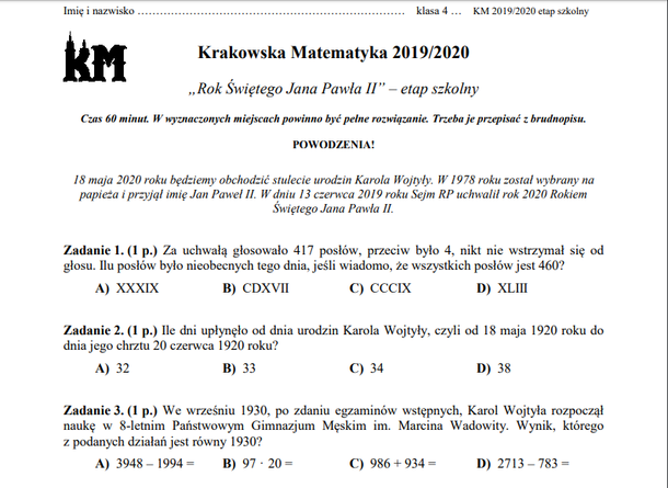 Konkurs Krakowska Matematyka