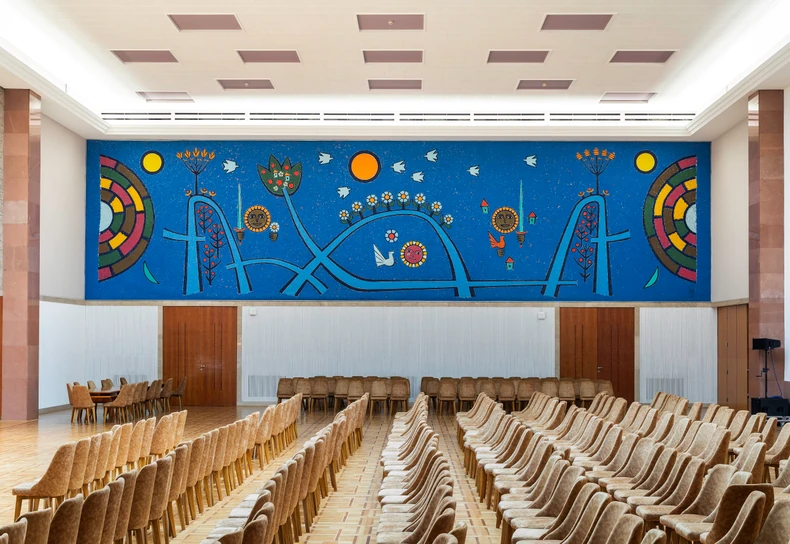 Svečano – Putevi Jugoslavije, 1969-1977, zidno slikarstvo, 525x1875, Palata Srbija,