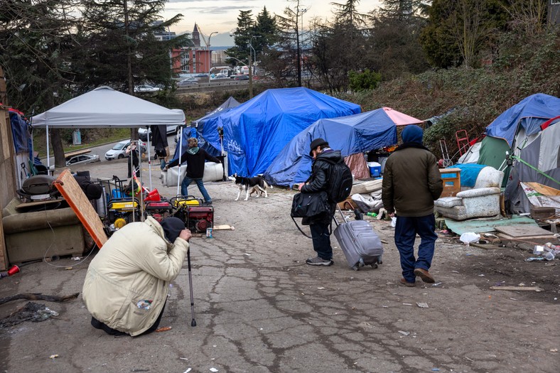 Obozowisko bezdomnych i uzależnionych od fentanylu w Seattle