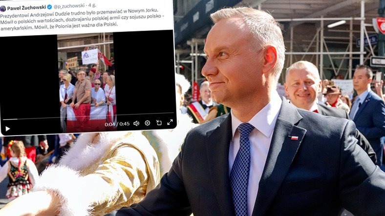 Andrzej Duda podczas parady w Nowym Jorku, 1 października 2023 r.