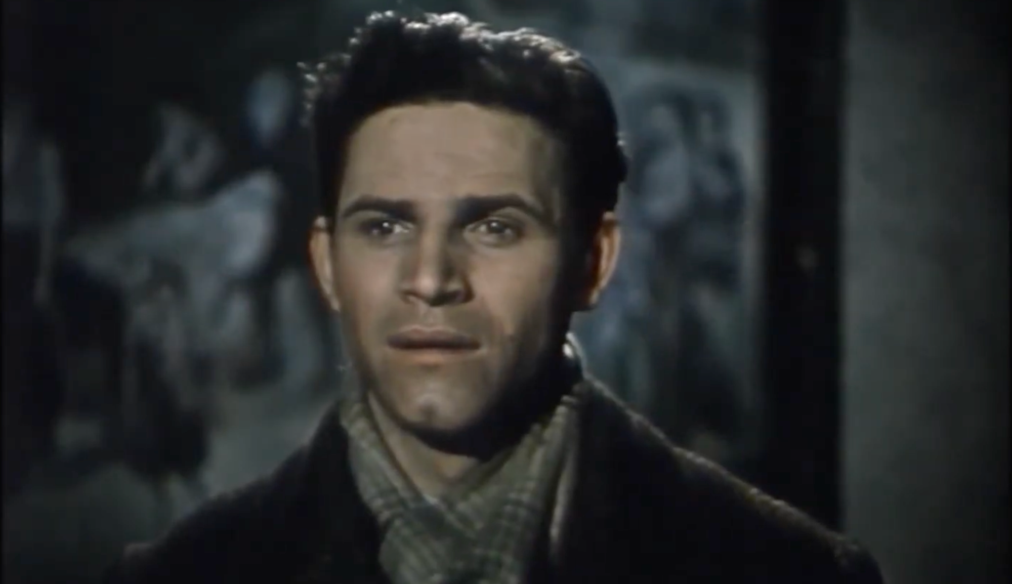Český herec Vilém Besser vo filme Rudá záře nad Kladnem. 