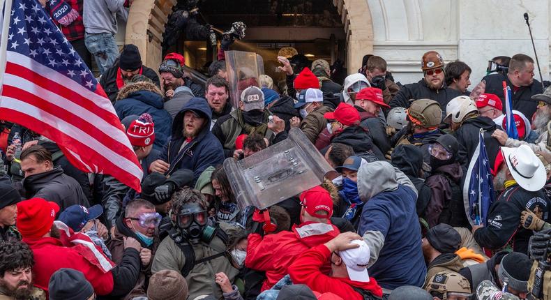 Pro-Trump supporters at the Capitol.
