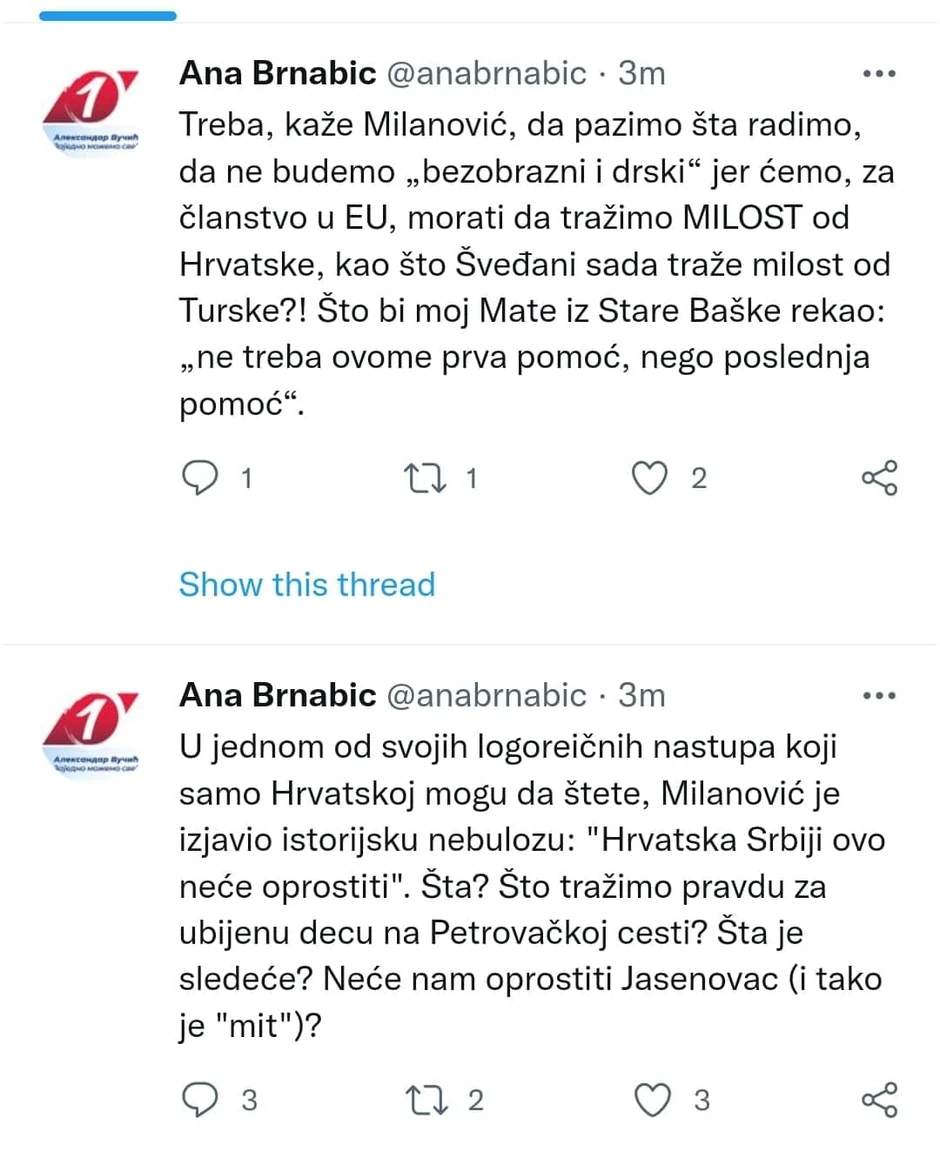 Tvit Ane Brnabić