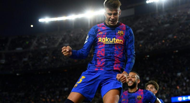 Gerard Pique scored the winner as Barcelona edged past Dynamo Kiev 1-0 in the Champions League on Wednesday. Creator: Josep LAGO