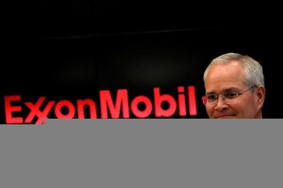 Darren Woods, Chairman & CEO, Exxon Mobil Corporation attends a news conference at the NYSE.