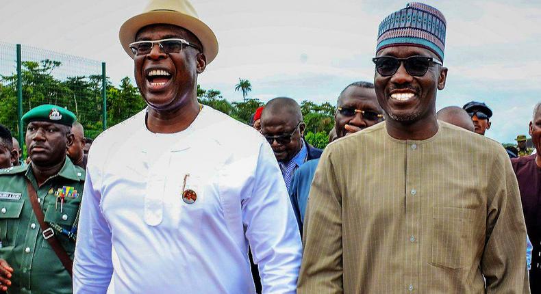 The Minister of State for Petroleum Resources, Chief Timipre Sylva and the GMD of NNPC, Mallam Mele Kolo Kyari. [Twitter/@NNPCgroup]