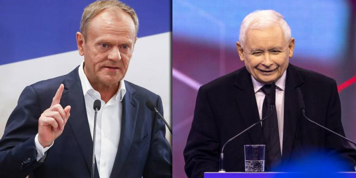 Lider PO Donald Tusk (od lewej) i prezes PiS Jarosław Kaczyński.