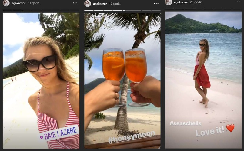 Agnieszka Kaczorowska relacjonuje swój miesiąc miodowy na Instagramie [FOTO]