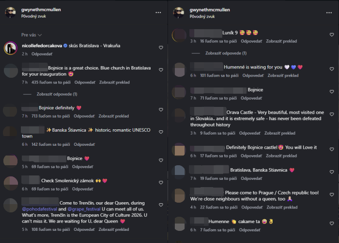 Sledovatelia radia Gwen McMullen, kam ísť bývať na Slovensku. 