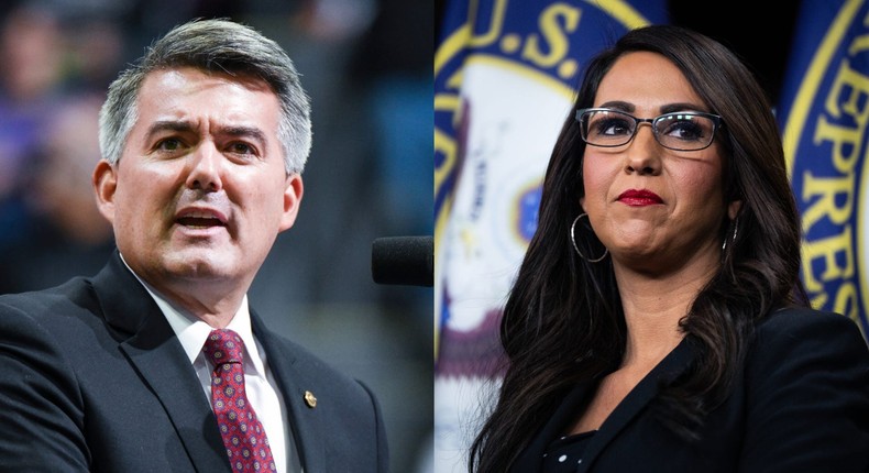 Former Sen. Cory Gardner is among the ex-senators backing one of Rep. Lauren Boebert's primary opponents.Michael Ciaglo/Getty Images; Tom Williams/CQ-Roll Call via Getty Images