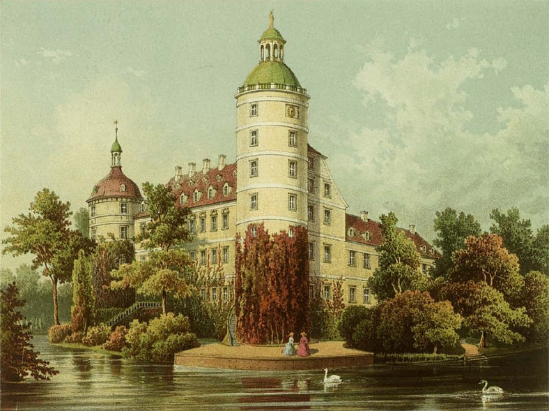 Zamek Hermanna von Pücklera w Muskau (Mużaków) w poł. XIX w.