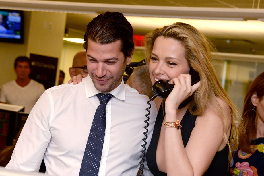 Model Petra Nemcova places a call.