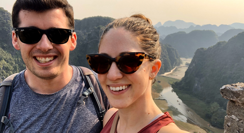 Bethany George and her fiance, Casey, in Vietnam before they had to self quarantine for 14 days due to the coronavirus outbreak