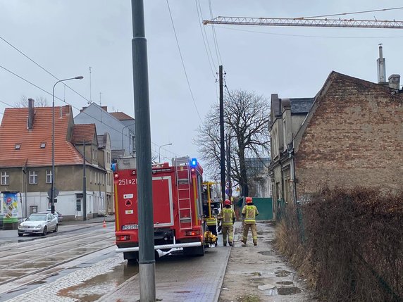 Akcja straży pożarnej na ul. 28 Czerwca 1956 roku, droga zamknięta dla ruchu fot. Codzienny Poznań