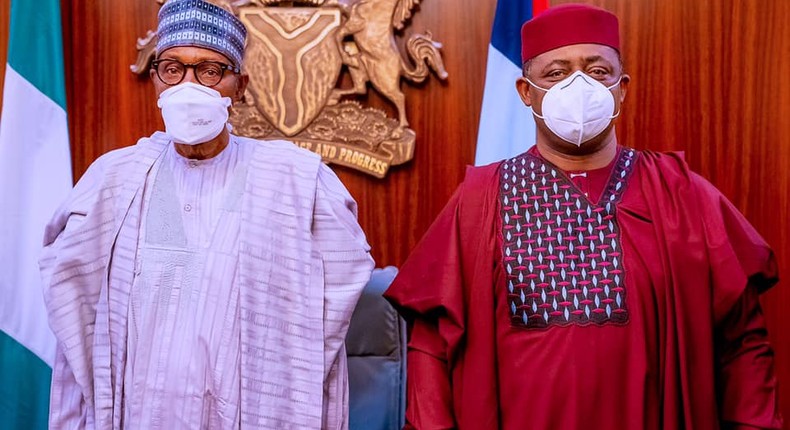 President Muhammadu Buhari with former minister, Femi Fani-Kayode [Presidency]