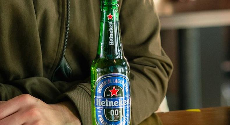 Heineken's new 0.0 alcohol free beer.