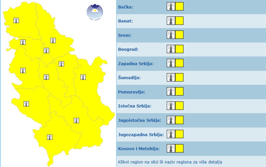 Meteoalarm za 2. jun