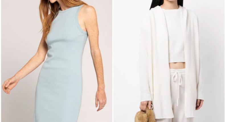 Long tank-top dresses and matching sweat sets can elevate your airport outfits.Current/Elliott, Teddy Cashmere/FarFetch
