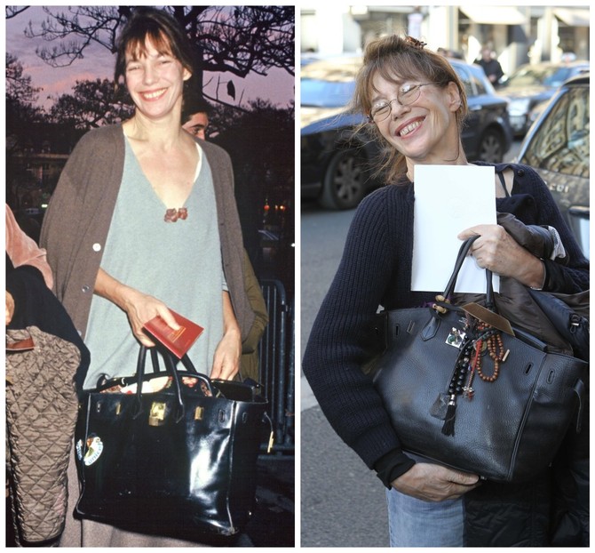 Džejn Birkin sa svojom Birkinkom početkom 90-ih i 2011. godine 