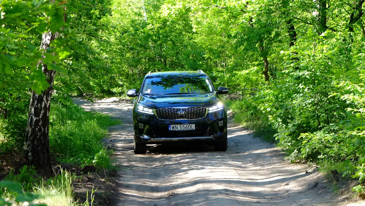 Drogi nieutwardzone, nawet te nierówne, nie są przeszkodą dla Kii Sorento. Poza wszystkim ten samochód wyposażony jest w napęd, który nie boi się piachu i błota