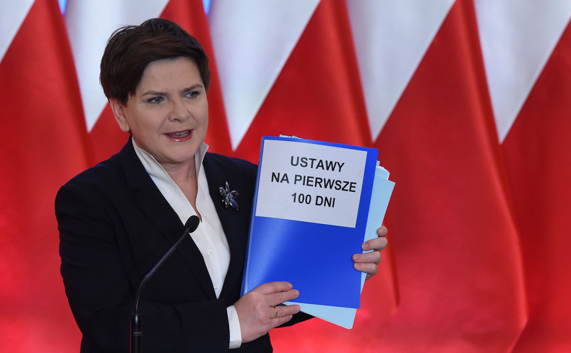 Premier Beata Szydło na konferencji podsumowującej 100 dni pracy rządu