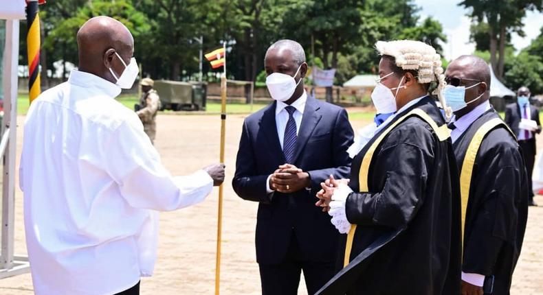 President Yoweri Museveni arriving at the Kaunda Grounds in Gulu for the parliamentary session