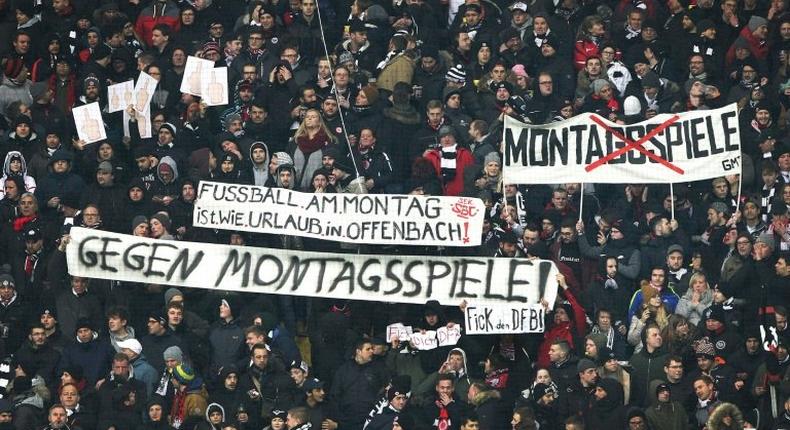 Eintracht Frankfurt fans protested during their Monday match against Leipzig in February