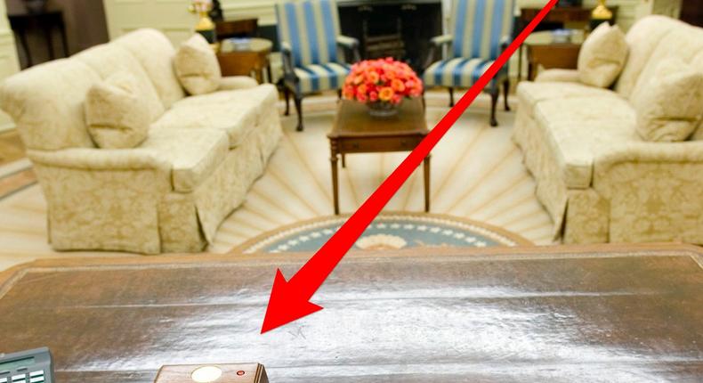 This photo provided by the White House, shows the Resolute desk in the Oval Office of the White House in Washington.