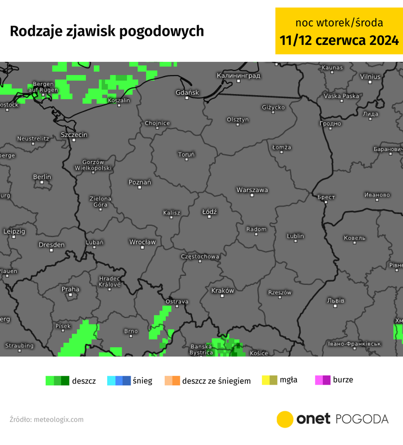 W nocy opady zaczną słabnąć i zanikać