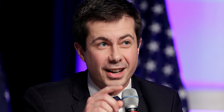 Pete Buttigieg speaks during a Democratic National Committee forum in Baltimore.