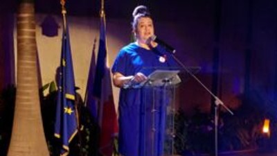 Ms. Emmanuelle Blattmann, the French Ambassador to Nigeria, giving a speech at her country’s National Day celebration in Abuja. [NAN]