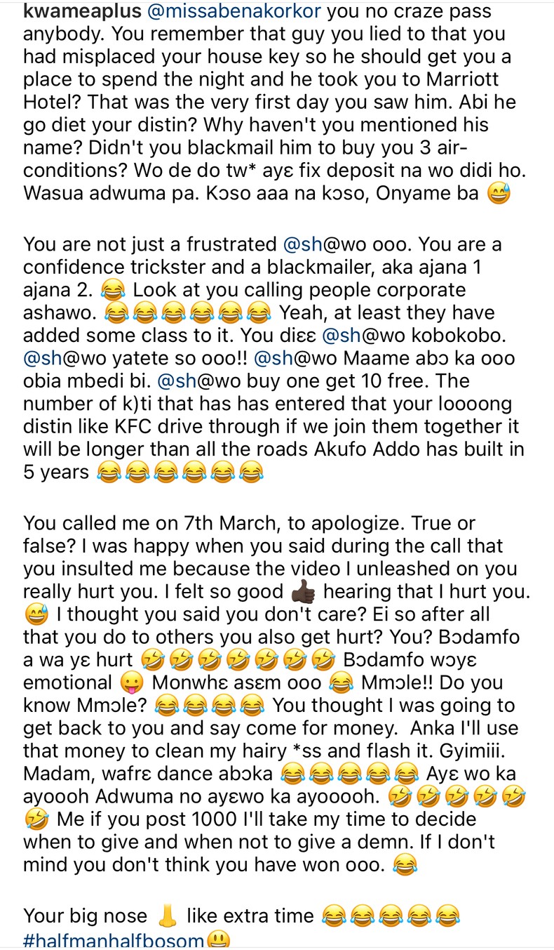 A Plus’ post to Abena Korkor