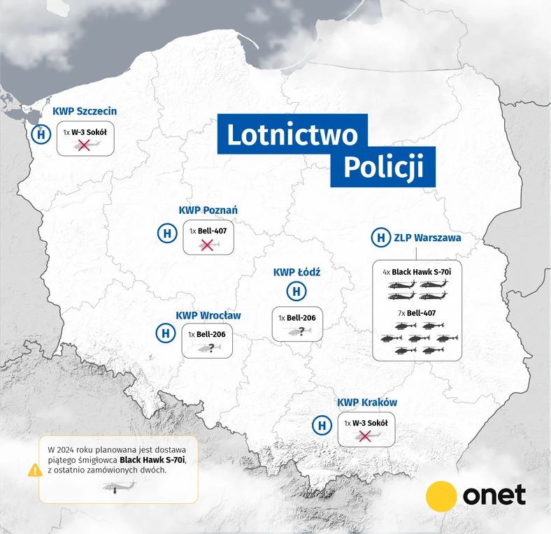 Liczba śmigłowców w jednostkach Lotnictwa Policji