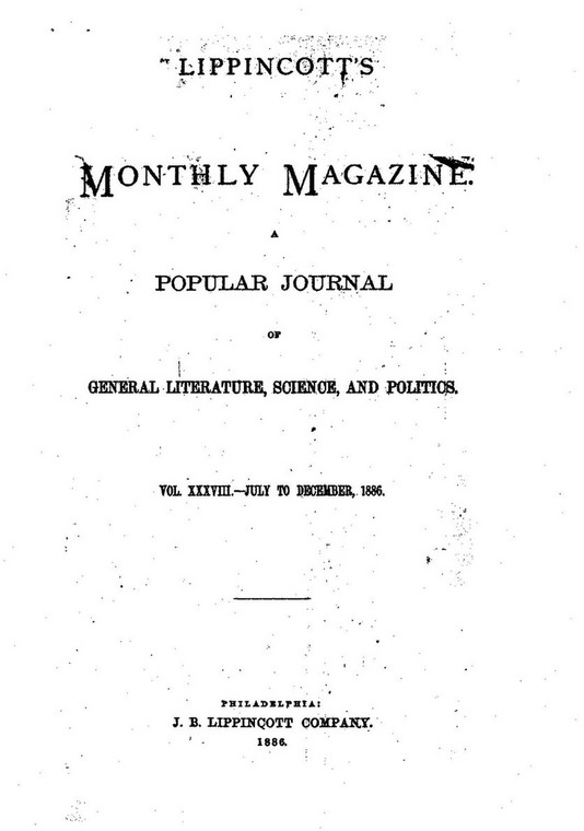 Pierwsza strona "Lippincott’s Monthly Magazine" z listopada 1886 r. To w tym numerze ukazał się "wywiad" z Ludwikiem II