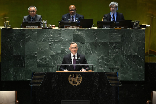 Prezydent RP Andrzej Duda przemawia podczas sesji otwarcia Rady Bezpieczeństwa ONZ, w Nowym Jorku