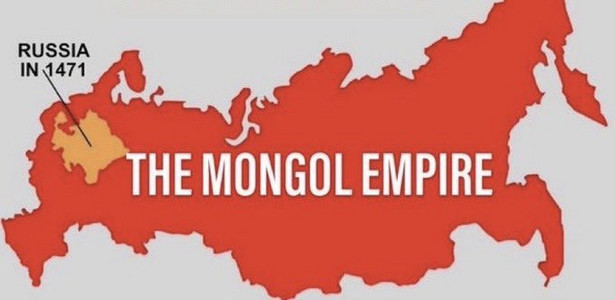 Jedna z nich przedstawia rozległy obszar imperium mongolskiego obejmujący większość współczesnej Rosji, państw Europy Wschodniej, Chiny i Azję Centralną.